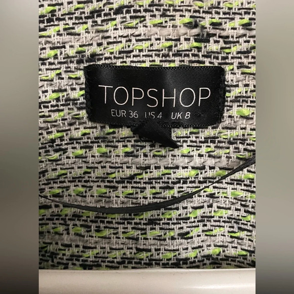 NWOT Topshop Green and Black Tweed Blazer Size 4 - Picture 3 of 9